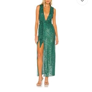Revolve Elektra Dress in Emerald Green